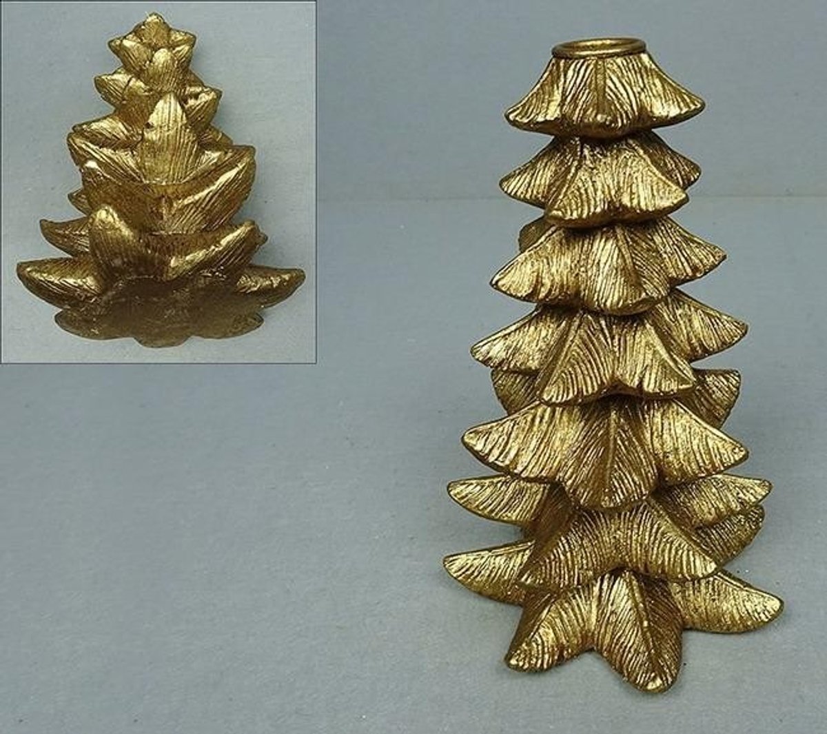 Kandelaar Kerstboom L goudkleur 14x14x21,7cm