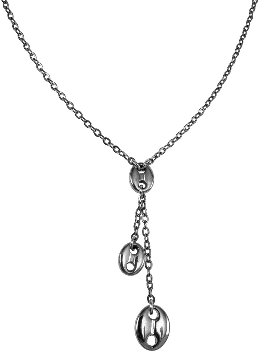 Elegante Damesketting met Koffieboon Hanger, Gepolijst Roestvrij Staal, Verstelbaar 50-55 cm - Handgemaakt door esde2