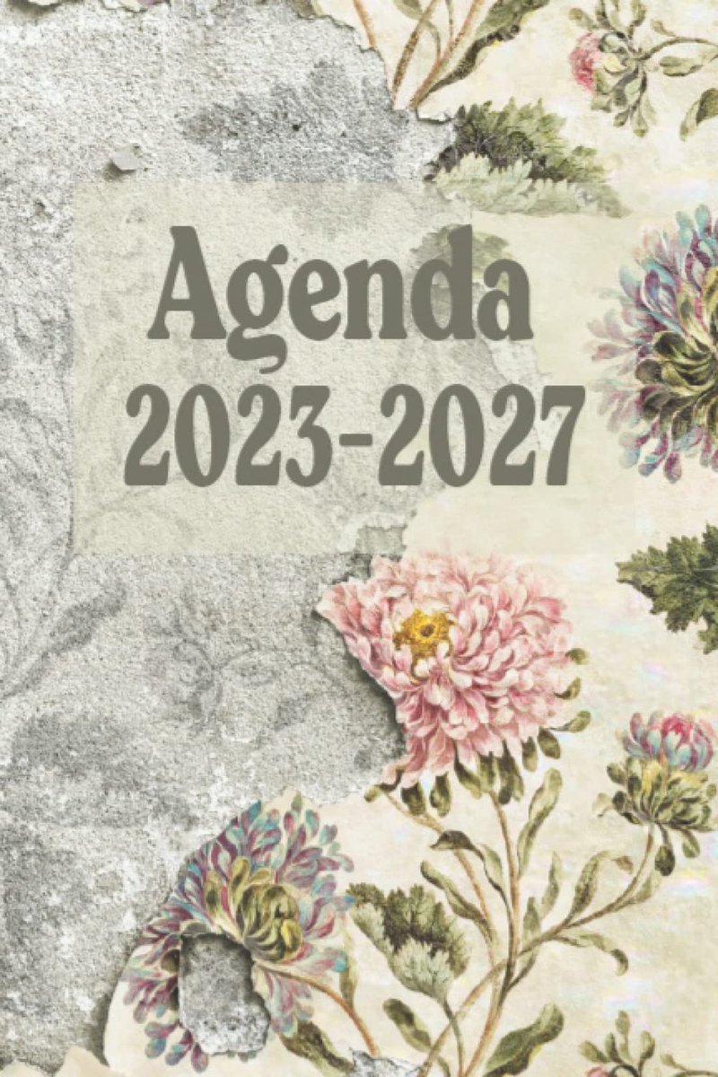 agenda 2023-2027 vintage - maandplanner 60 maanden - 1 maand op 2 pagina's - overzichtelijk plannen - ShopVlot