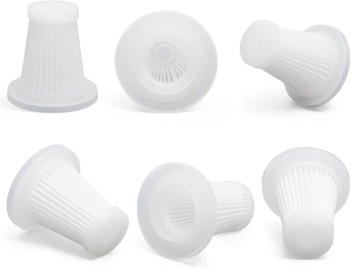 Reservefilters voor HEPA-filter - Wit - 5,3 x 5,2 x 2,1 cm - Wasbare en Herbruikbare Filters voor Mini-Handstofzuiger - Voor Auto en Thuis