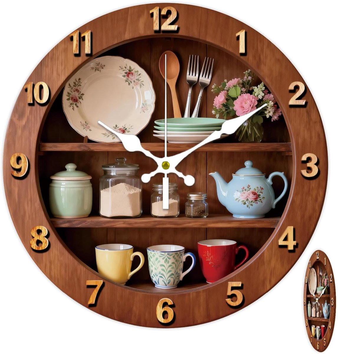 Wandklok 30 cm - Rustiek Keuken Design - Geluidsloos - Perfecte toevoeging voor landelijke sfeer - SnelShoppen