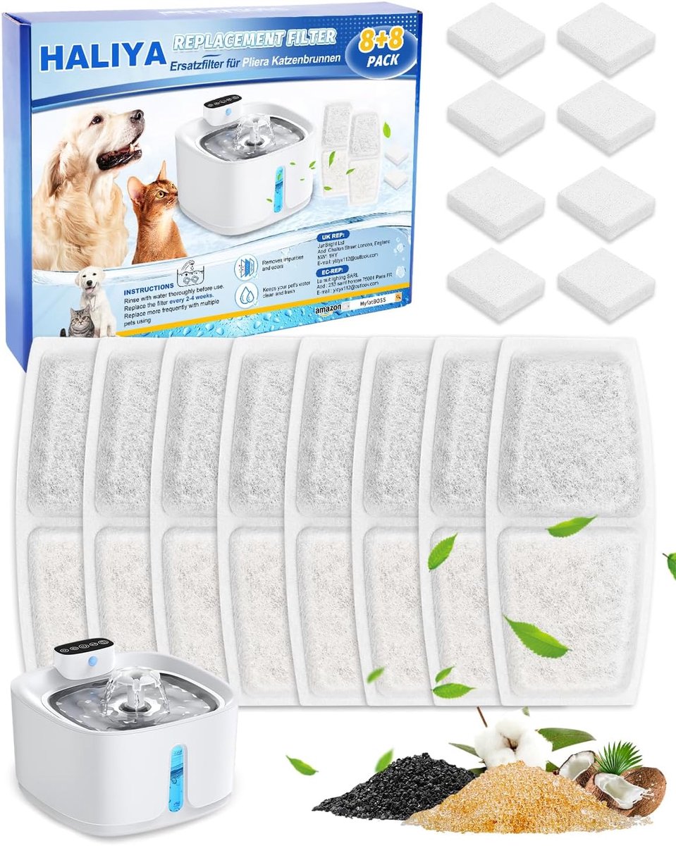 Filters voor kattenfontein 3.2L - RVS vervangfilters - Meervoudige filtratie - Zorg voor schoon drinkwater - SnelShoppen