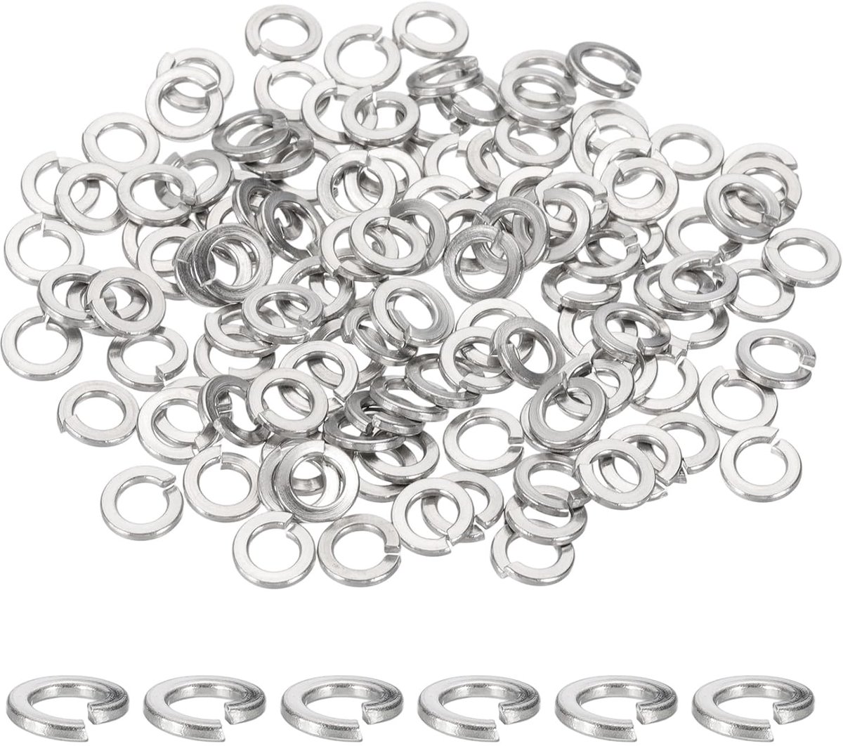 8# Veerring 304 roestvrij staal splijtveerringen voor schroeven bouten auto's bouwmachines zilver verpakking van 120 stuks