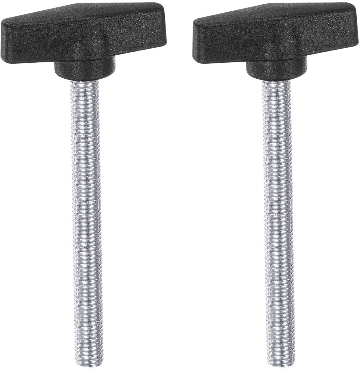 2 stuks kartelschroeven met T-vleugelknoppen M10 x 80 mm kunststof T-kop koolstofstaal 55 mm schroefdraadbout klemschroef vleugelschroef handgrepen klemknop voor machine