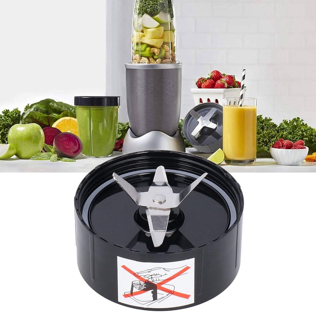 Bullet Mixer, lemmet voor mixer, dwarsmes van roestvrij staal, reserveonderdelen kruismes met afdichtingen, vaatwasmachinebestendig, voor mixer Magic Bullet 1001, 8,5 x 3,8 cm