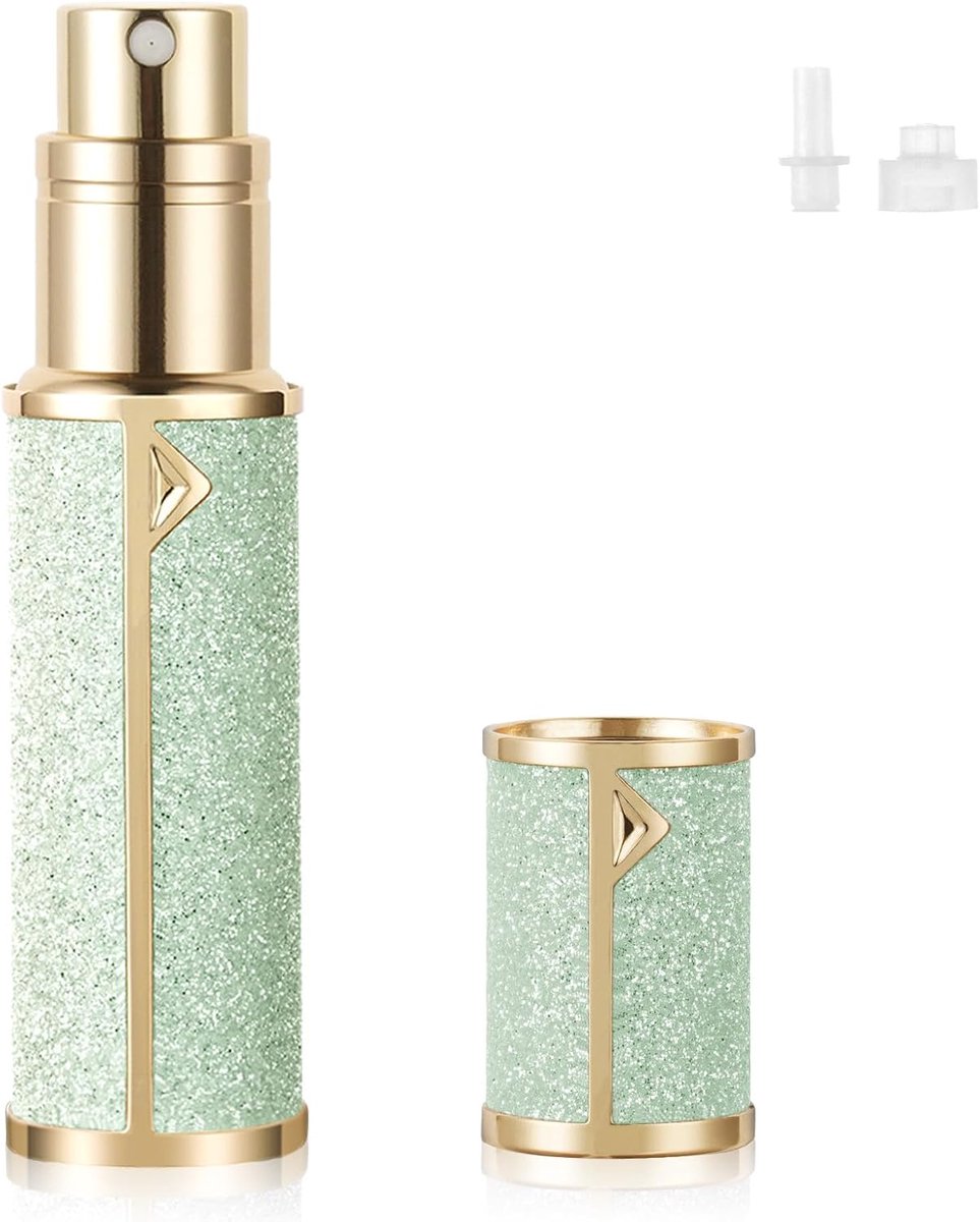 Parfumverstuiver, mini-zakverstuiver, navulbaar, draagbare spuitfles voor vliegreizen, groen, kunststof, fijne nevel, uniek design