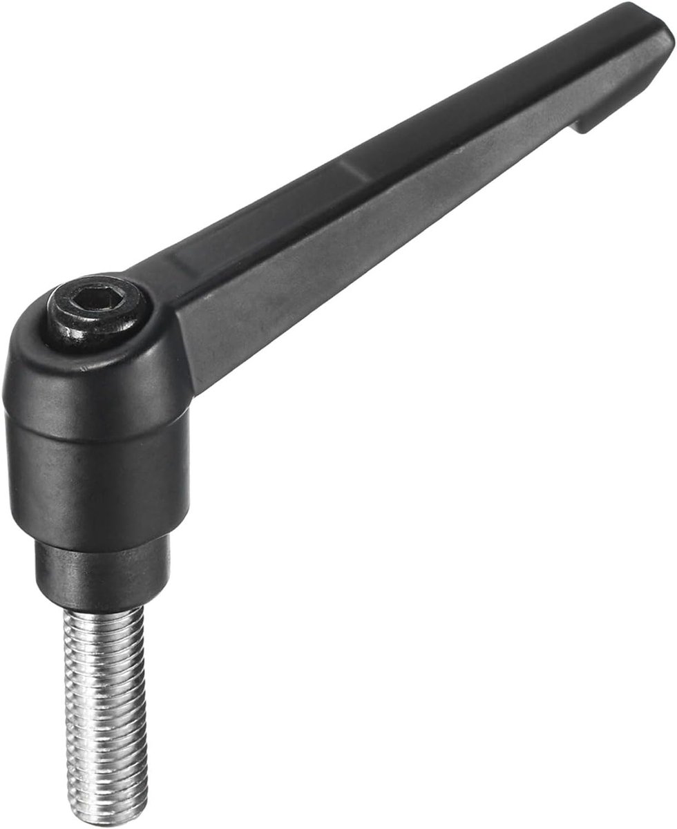 Verstelbare spanhendelgreep M10 x 30 mm metrisch 304 roestvrij staal mannelijke schroefdraadpen handknoppen drukknop rateldraaigreep bouten met vergrendelingshendel zwart