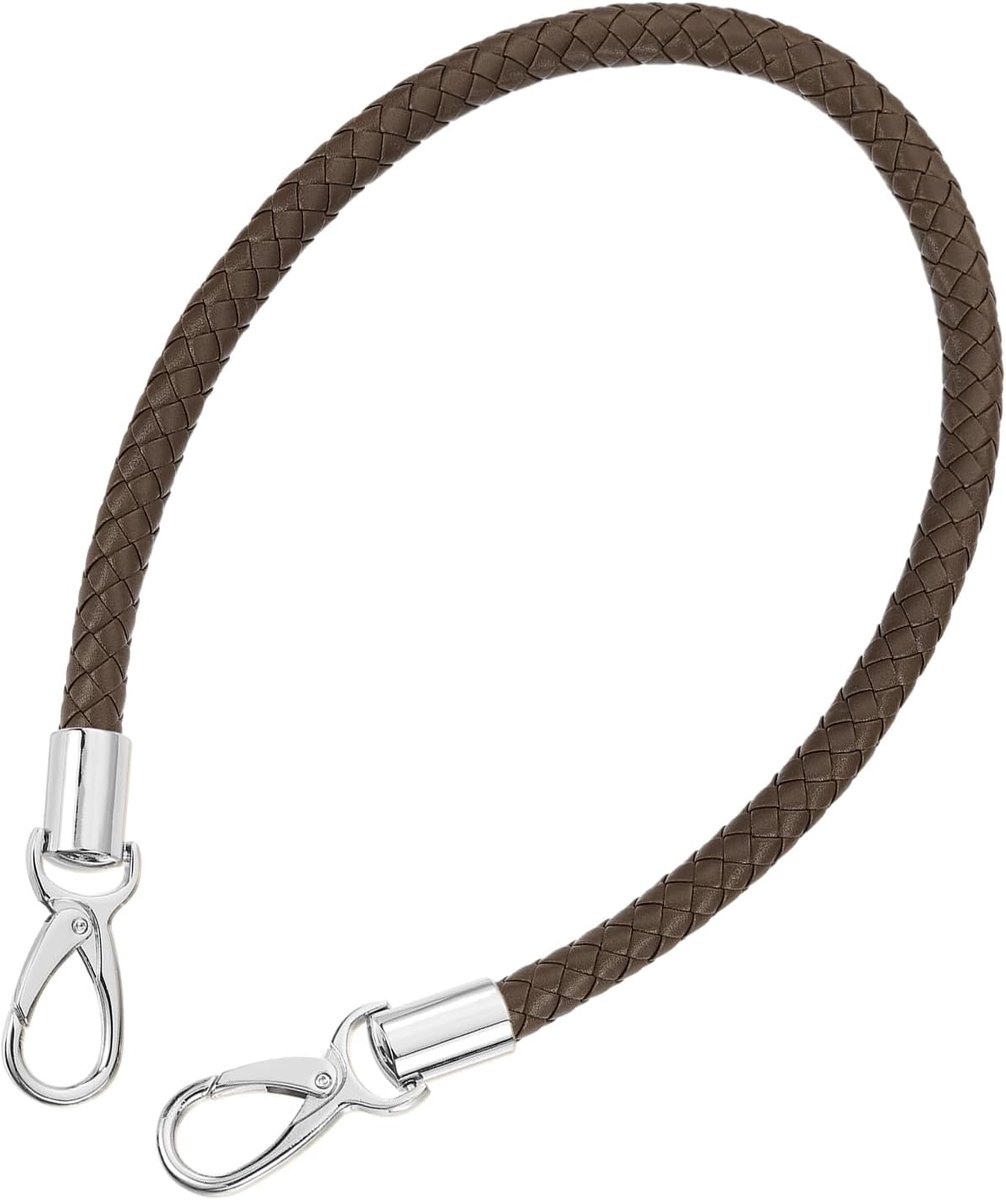 Handgrepen voor gehaakte tassen, 60 cm, PU-reservehandgrepen, lederen riem voor tassen, portemonnee, handtassen (donkerbruine riem + zilveren sluiting)