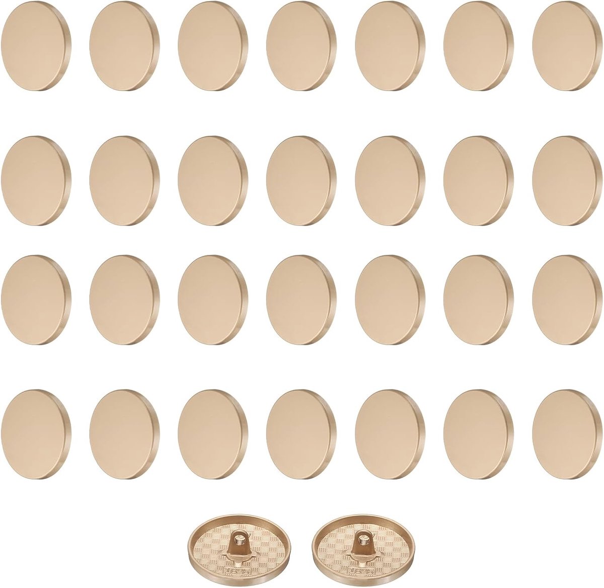 Knopen, 25 mm, metaal, platte buttons om aan te naaien, ronde knutselknopen voor kleding, broeken, mantels, jassen, blazer, overhemd, pakken, decoreren en doe-het-zelf handwerk, mat