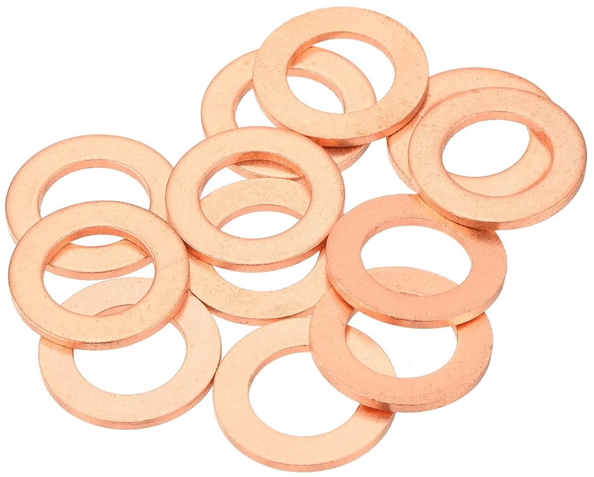 12 stuks platte koperen afdichtingen, 12 x 20 x 1,5 mm koper platte metrische afdichtingen voor hydraulische fittingen schroef boutmoer elektronische reparatie