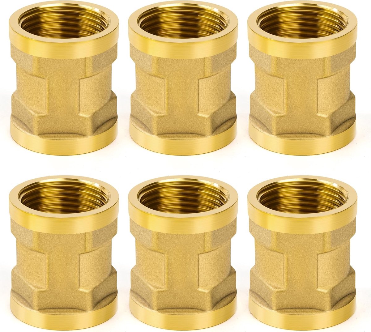 6 stuks messing huls, bus 1,27 cm x 1,27 cm schroefdraadslangaansluiting 33 mm lang, zeshoekige koppelingsaansluiting, geschikt voor het omzetten van slangaansluiting