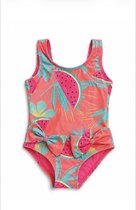 Meisjes Badpak 122/128 - Watermeloen Print – Neon Roze – Tropical Zomer Zwemkleding met Strik – Maat 86 t/m 152