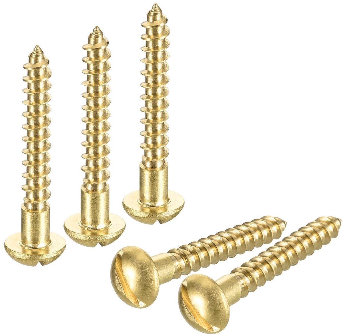 Houten schroeven M4 x 30 mm sleuf ronde kop messing zelftappende schroef houtwerk schroef 10 stuks
