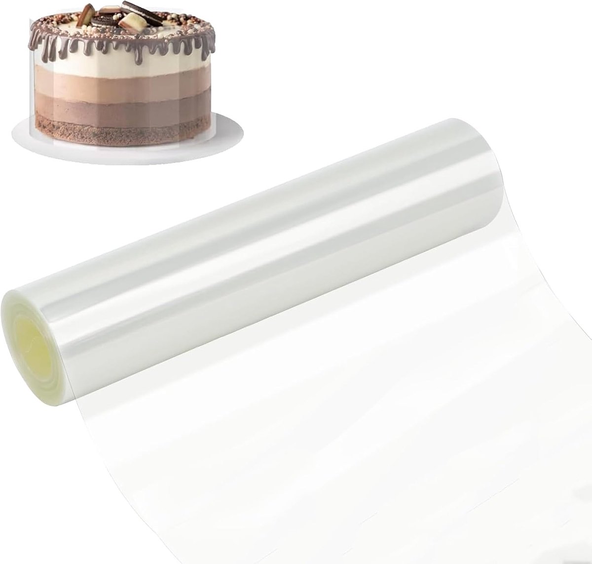 Taartfolie, 30 cm x 10 m, extra lange taartfolie, transparant, PET, flexibele acetaatrol, geschikt voor levensmiddelen, herbruikbaar en op maat te snijden, voor mousse, cake, dessert en
