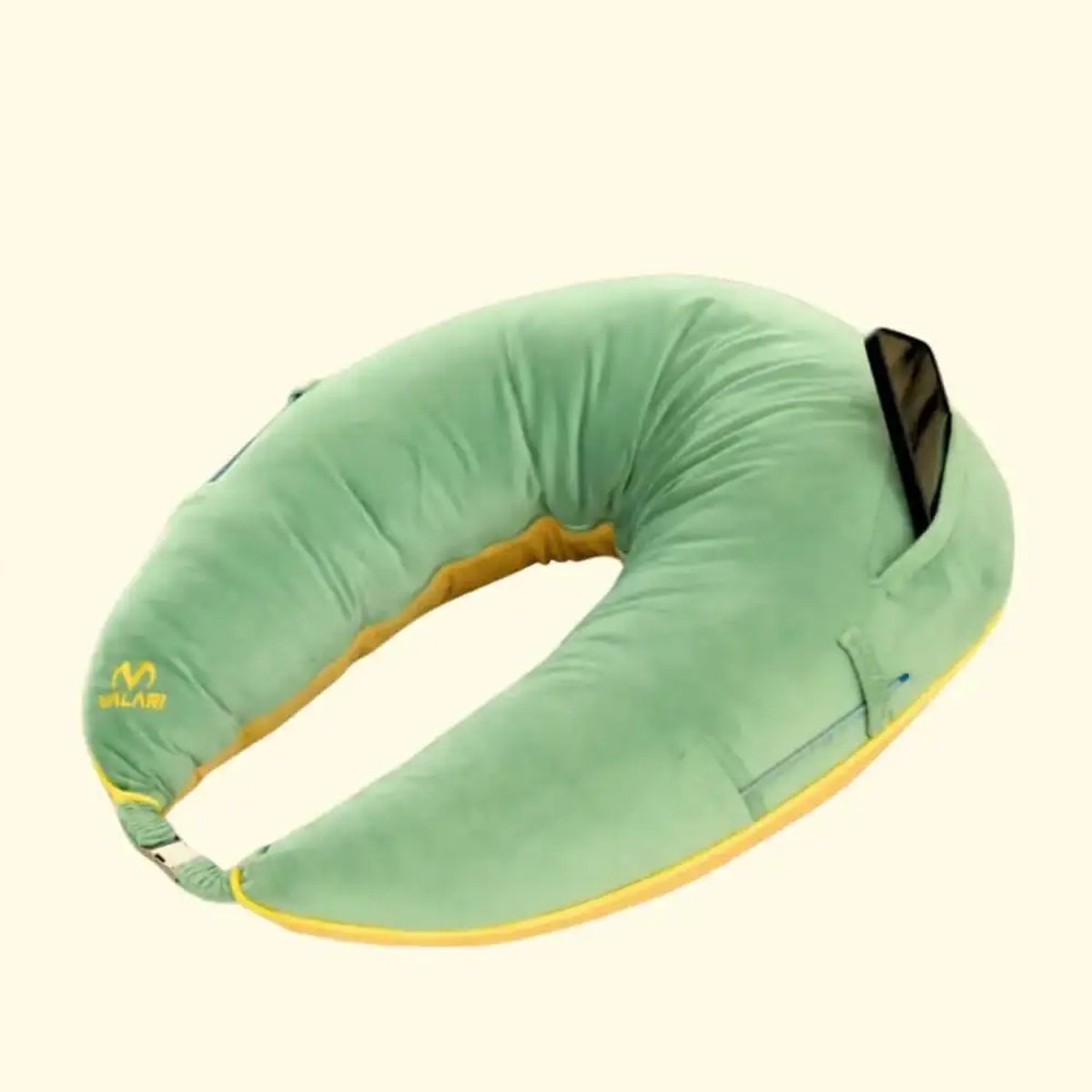 Crafteaze Maker's Pillow – Ergonomisch Haak- & Breikussen met Opbergvakken – Nek- en Armondersteuning – Sage Geel