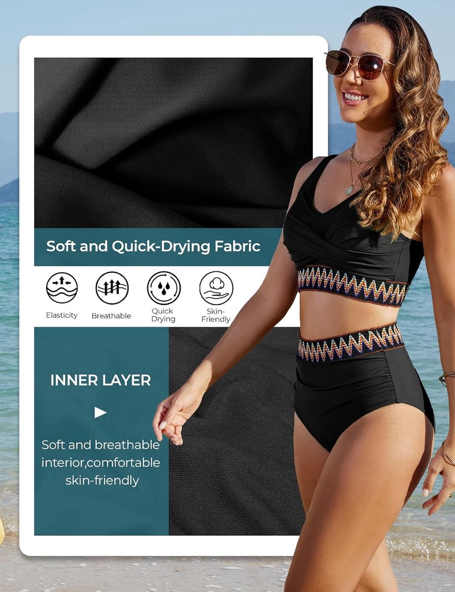 dames set hoge taille buikweg badpak tweedelig sexy V-hals push-up