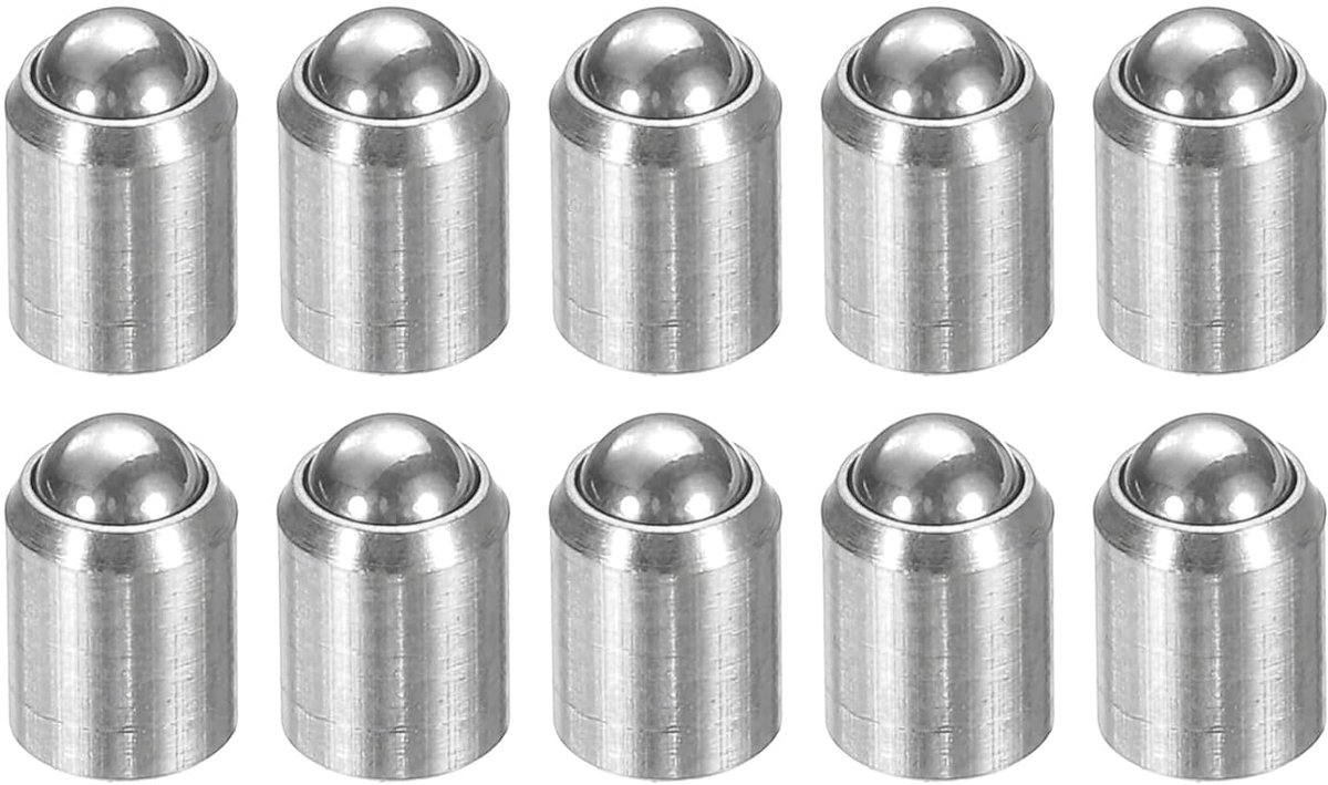10 stuks kogelpuntdrukveren, 4 x 5 mm, 304 roestvrij staal, geen trappenpositioneringskralen, kogelveerdrukveren, kogelhengel voor deurkast, mechanische apparaten, meubels