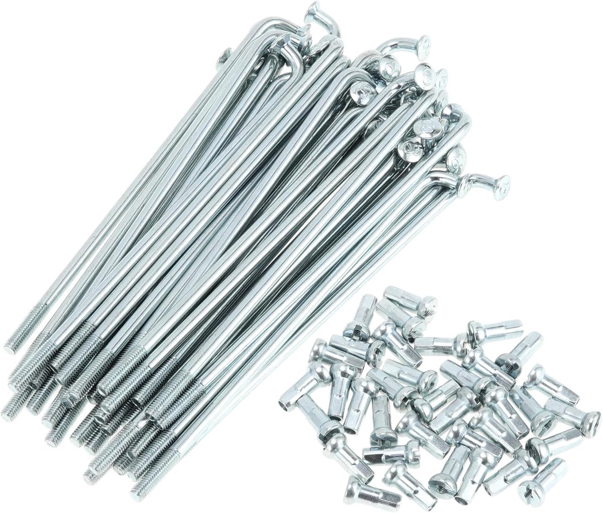 1 Set Universele Fiets Spaken 12G 80mm Lengte Fietswiel Spaken Nippel Zilverkleurig Gegalvaniseerd Koolstofstaal