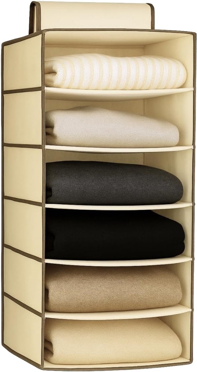 30 x 30 x 60 cm, stoffen organizer, 6 planken, eenvoudige bevestiging, opbergen voor klapkast, organizer voor T-shirts, broeken