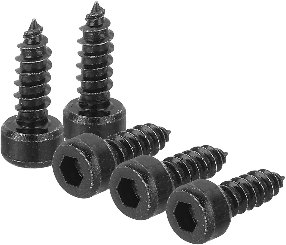M4 Zeskantkop-zelfboorschroef, 150 stuks M4 x 12 mm 304 roestvrij staal, zeskantkop-boorschroeven, zeskantaandrijving, zelfboorpunt - zwart