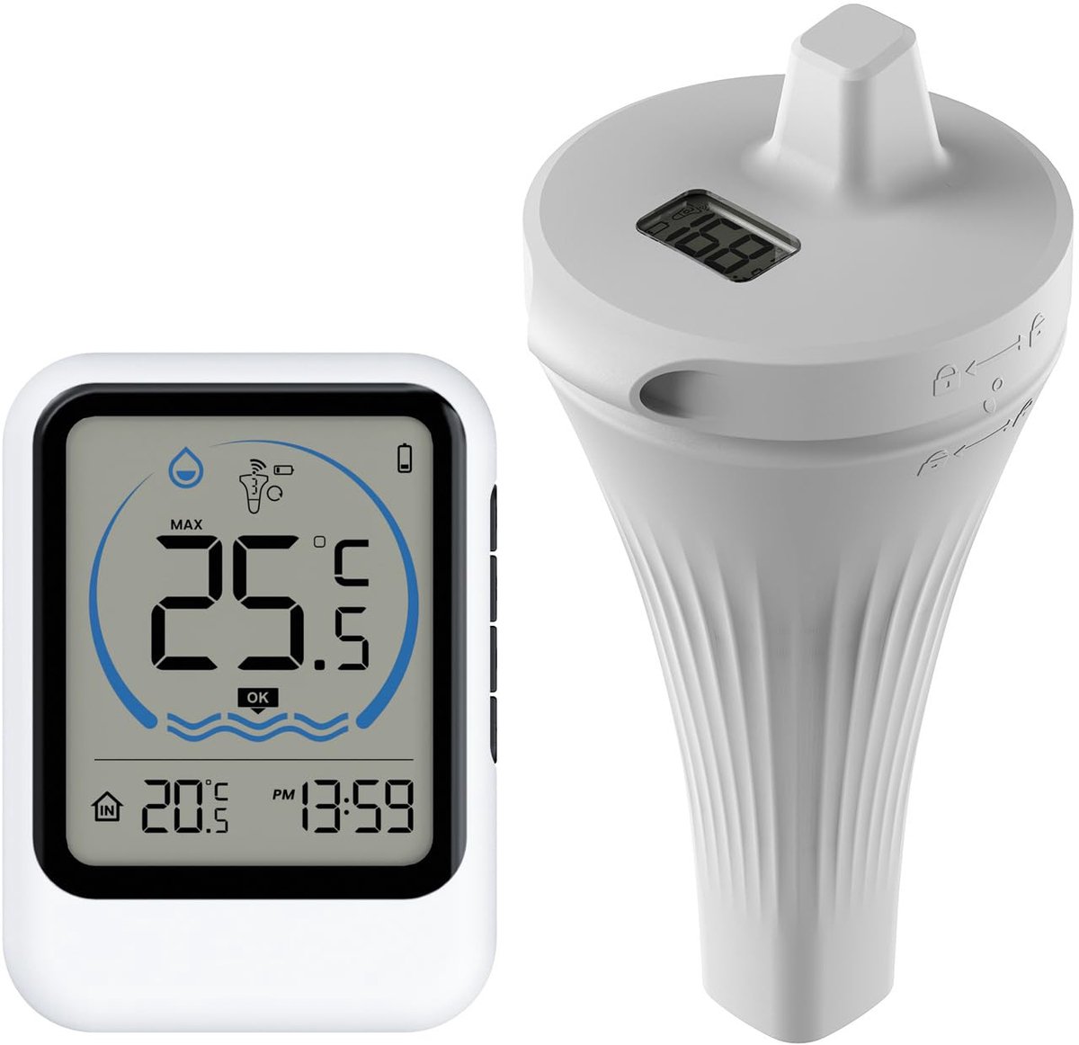 Digitale drijvende thermometer met lcd-display, draadloze drijvende