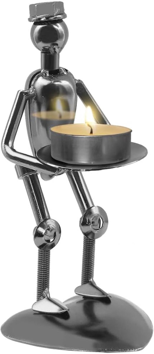 Art Kandelaar Model, Retro Metalen Votive Theelicht Kandelaar Houder Kandelaar Stand Kandelaar Beeldje Ornamenten voor Tafel Middenstukken Bruiloft Verjaardag Kerstmis Chanoeka Party Decor