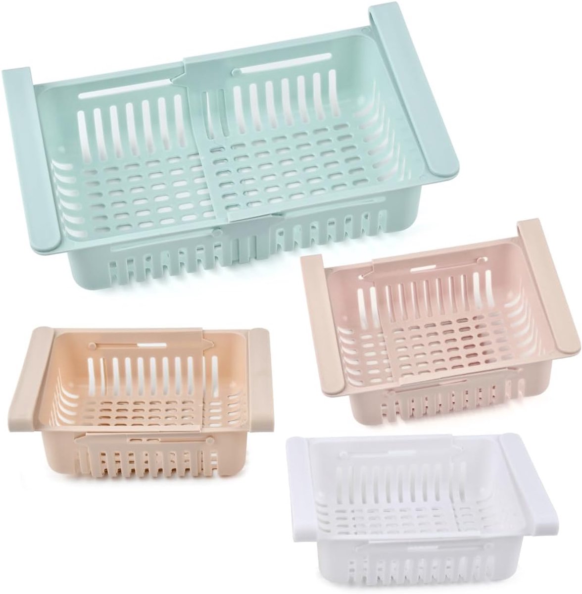 Organisatoren Laden Intrekbare 4 STKS Lade Organizer voor Koelkast Organizer Trek Laden, Koelkast Organizer Rack Koelkast Plank Inserts Koelkast Opslag Organizer Koelkast Opslag Containers