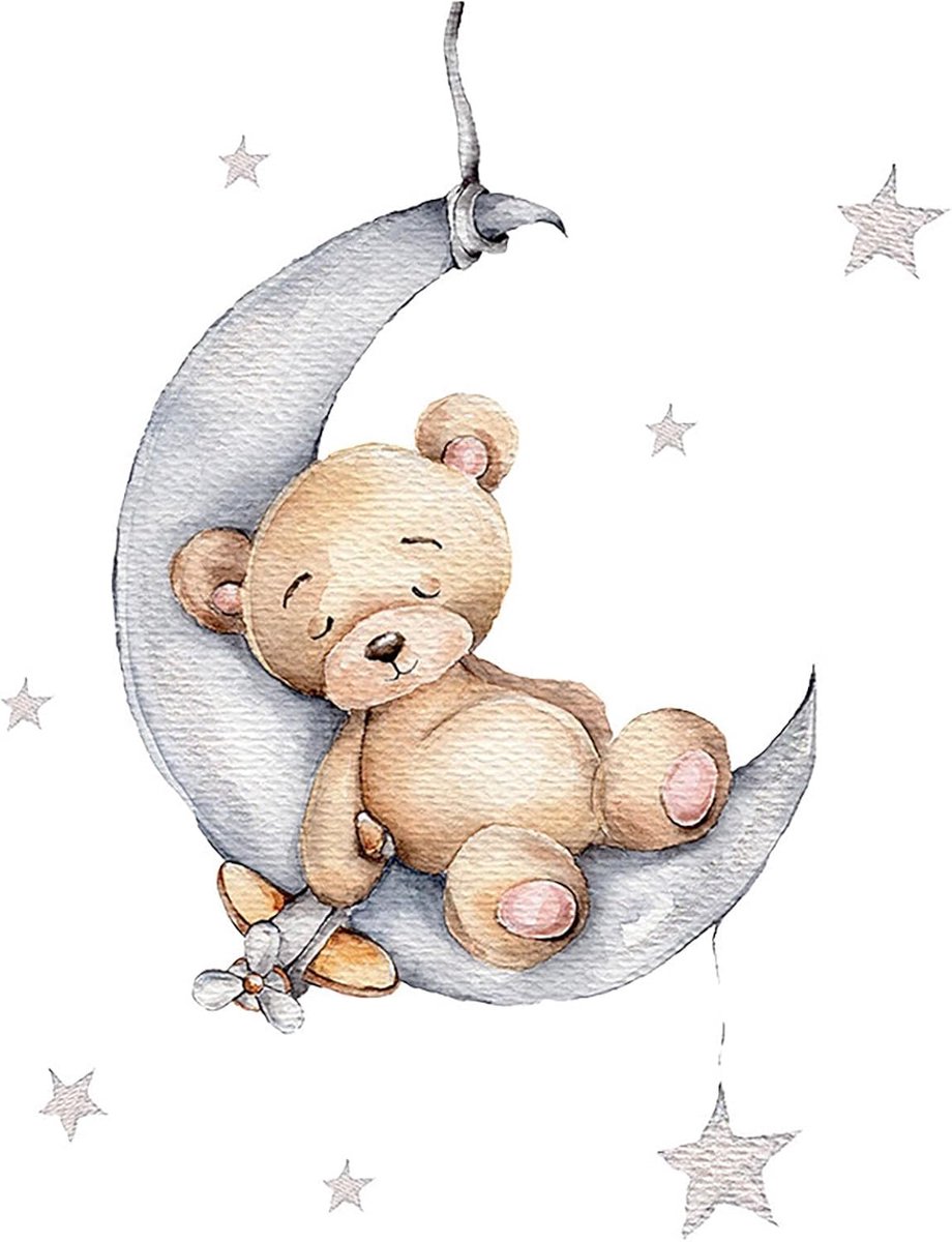 Muursticker Kinderkamer Muursticker Beer Maan Ster Muursticker Dieren Decoratie Muursticker Babykamer Kinderkamer Behang voor Jongens, Meisjes