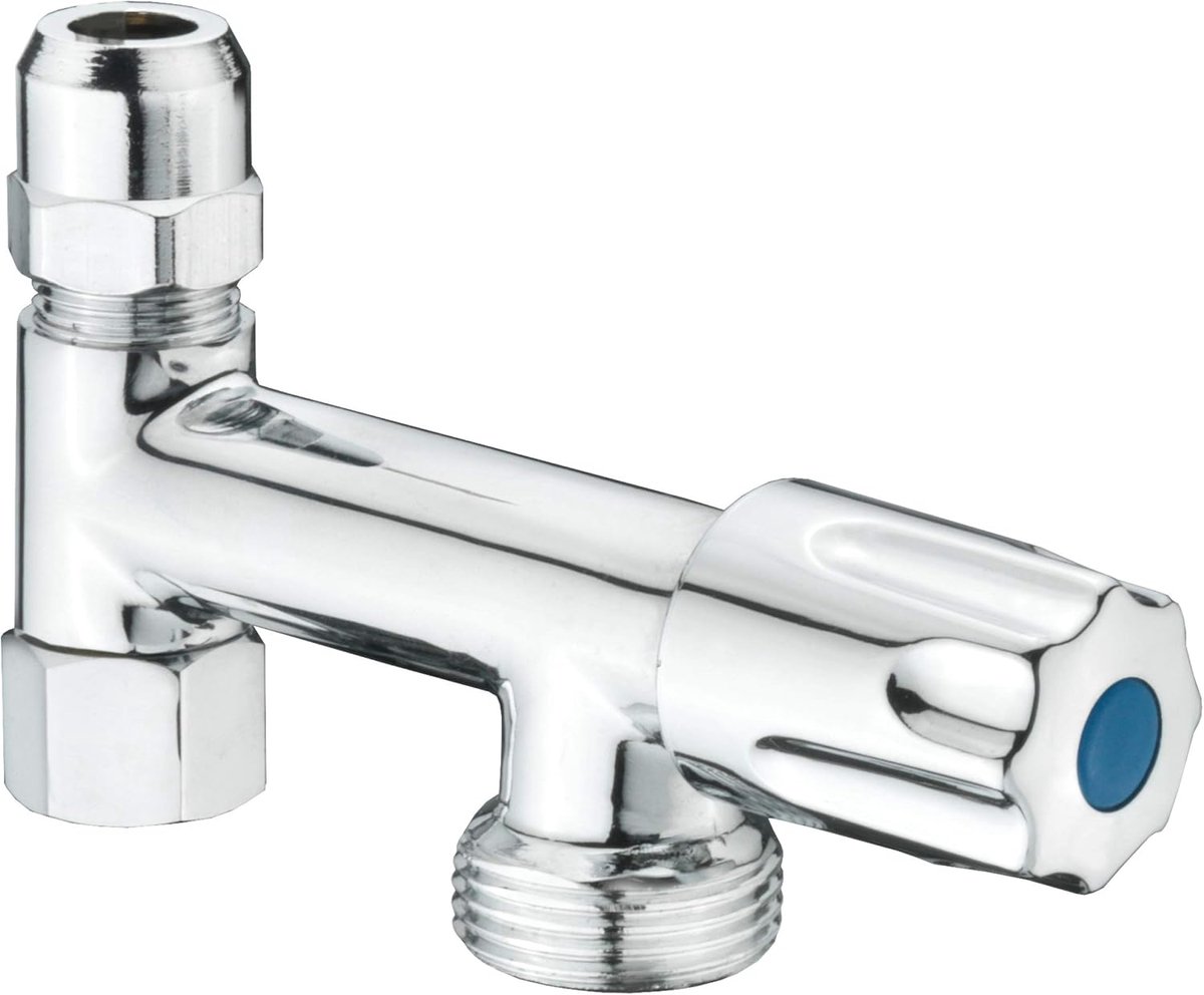Machine-aansluitventiel "Eckfix" - 3/8 inch IG - voor het aansluiten van was- en vaatwasser - met terugslagklep - van messing - verchroomd/apparaatventiel/extra ventiel / T304901