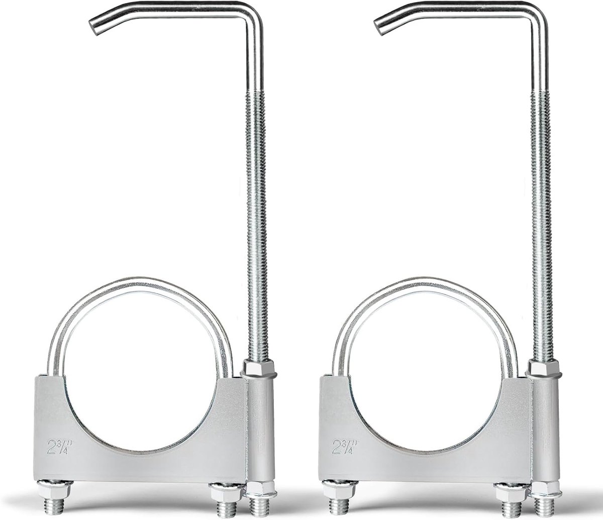 Klemmen, zadelstijl, geluiddemper, U-boutklem, roestvrij staal, 2 stuks (7,9 cm)