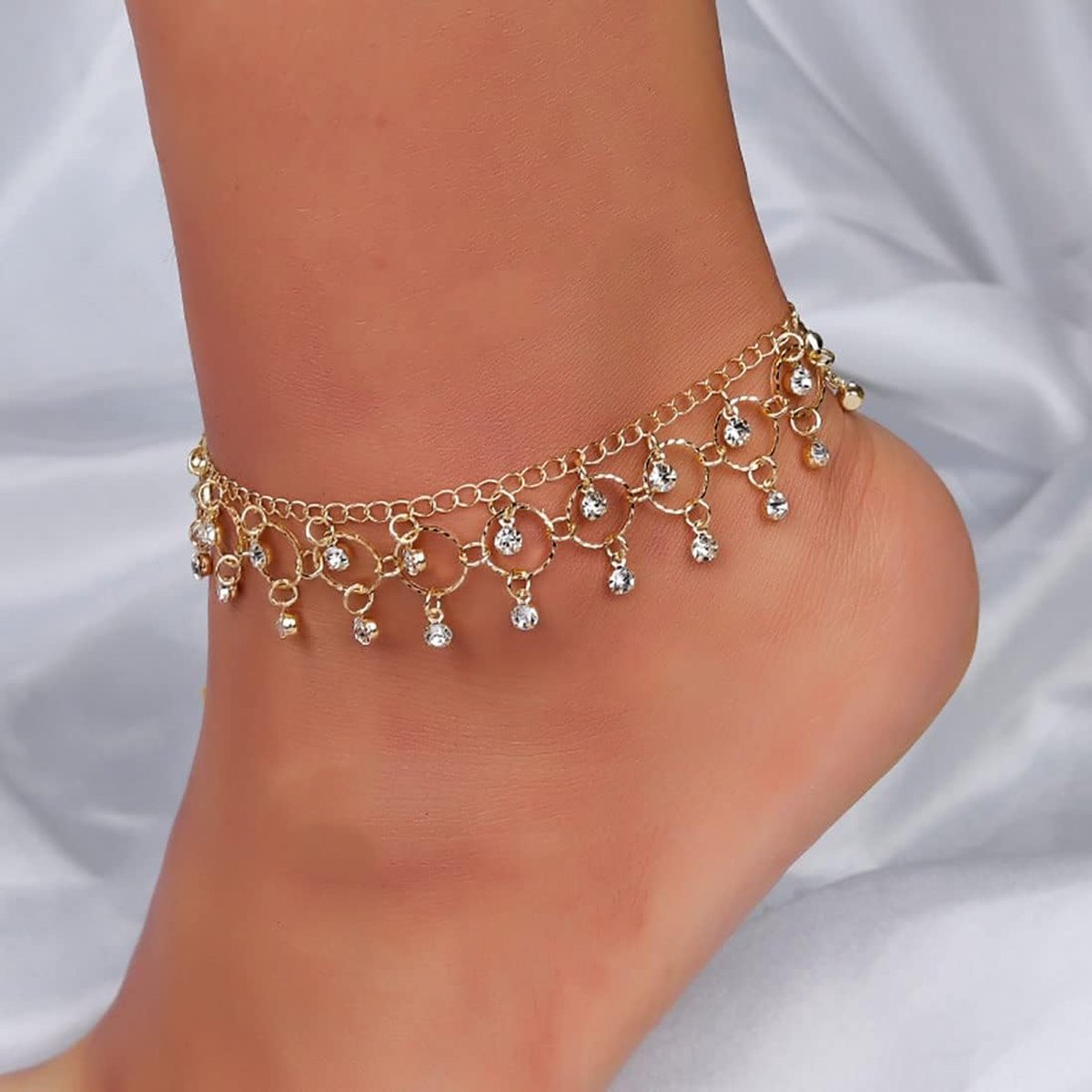 Strand kwastje enkel bling kristal enkelarmbanden zomer strass voet accessoires sieraden voor vrouwen en meisjes