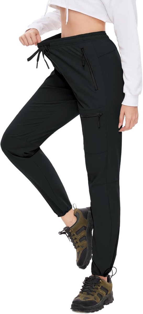 Wandelbroek voor dames, hoge binnenbeenlengte 30"/32"/34"/36"/36" atletische cargobroek lichtgewicht 4 ritszakken waterbestendig