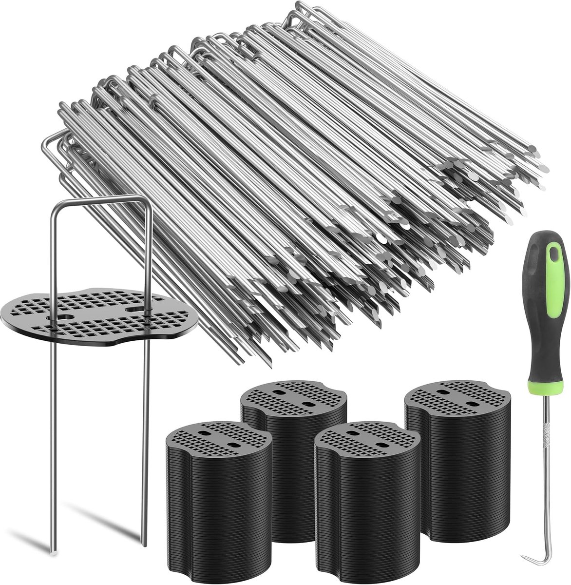200 stuks 15 cm sterkere tuinnagels, stalen palen met 200 stuks afdichtingen, verzinkde klemmen voor bevestiging en verankering
