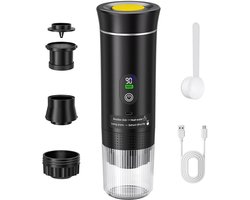 JOYNEXTBUY - Draagbare 3-in-1 Espressomachine - Koffiebeker - Oplaadbaar Koffiezetapparaat voor Capsules en Gemalen Koffie - Zwart