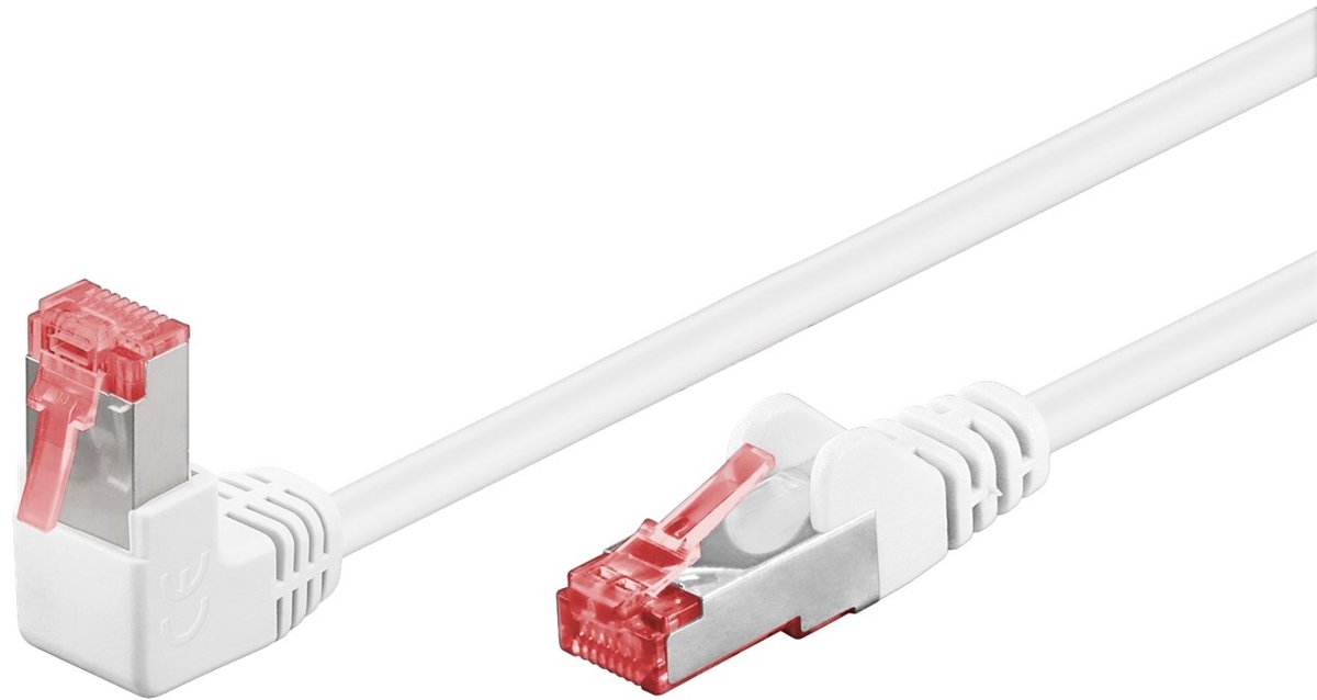 S/FTP CAT6 Gigabit Netwerkkabel - 1 kant haaks - CU - LSZH - 1 meter - Wit