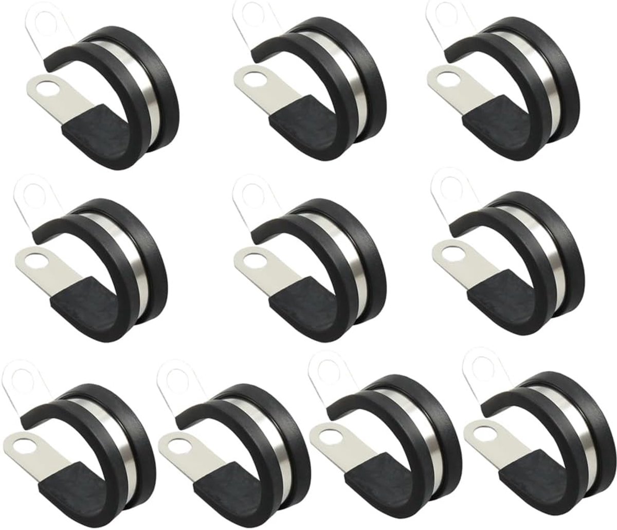 10 stuks 24 mm kabelklemmen, rubber, P-clips, slangklemmen, buisklemmen, kabelklemmen, roestvrij stalen kit, metaaldraad, kabelklemmen, kit
