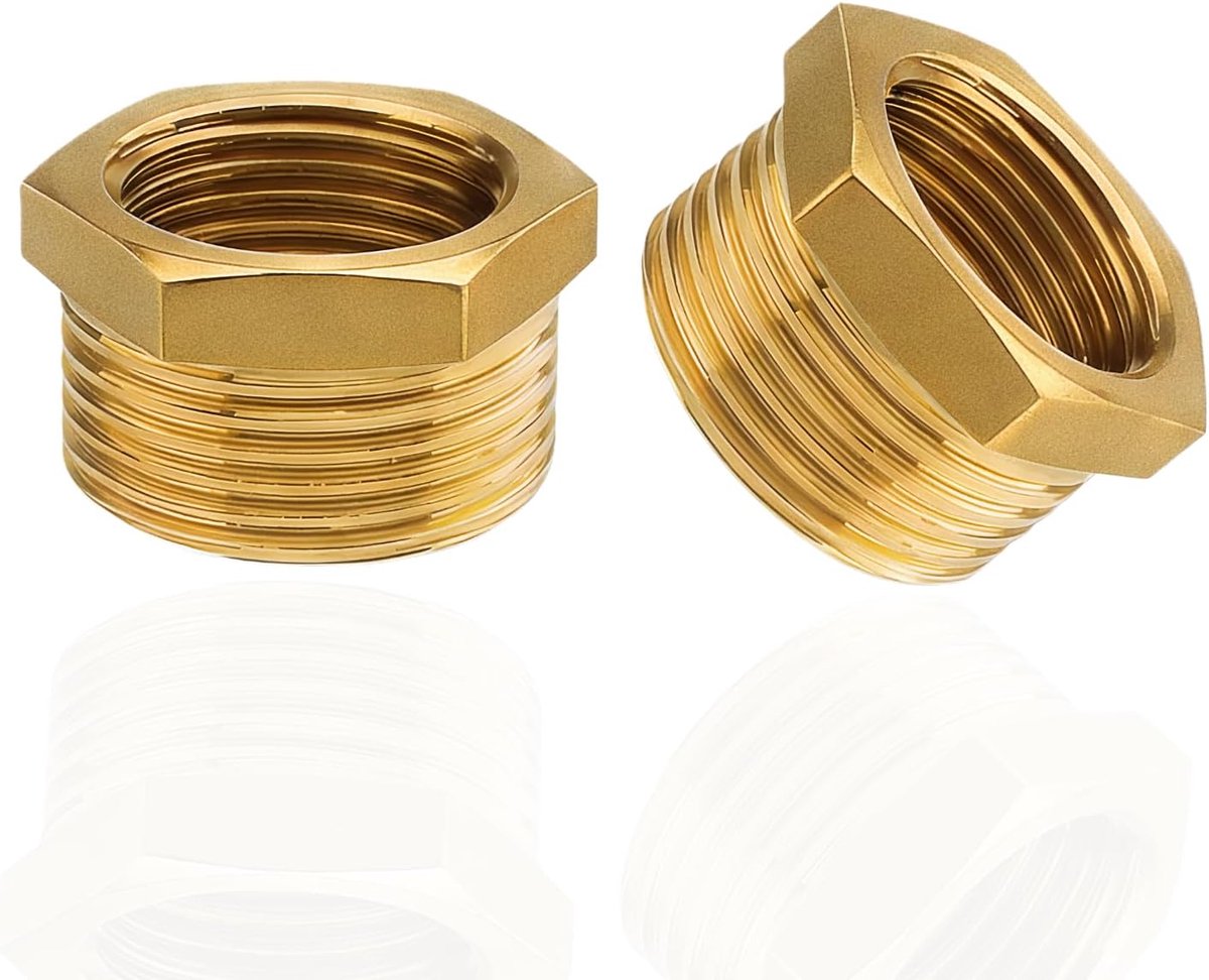 Verloopstuk G1-inch naar G1/2 inch (Buitendraad Diameter 32,5 mm x Binnendraad Diameter 19,5 mm) Reductiedraadfitting, 2 Stuks