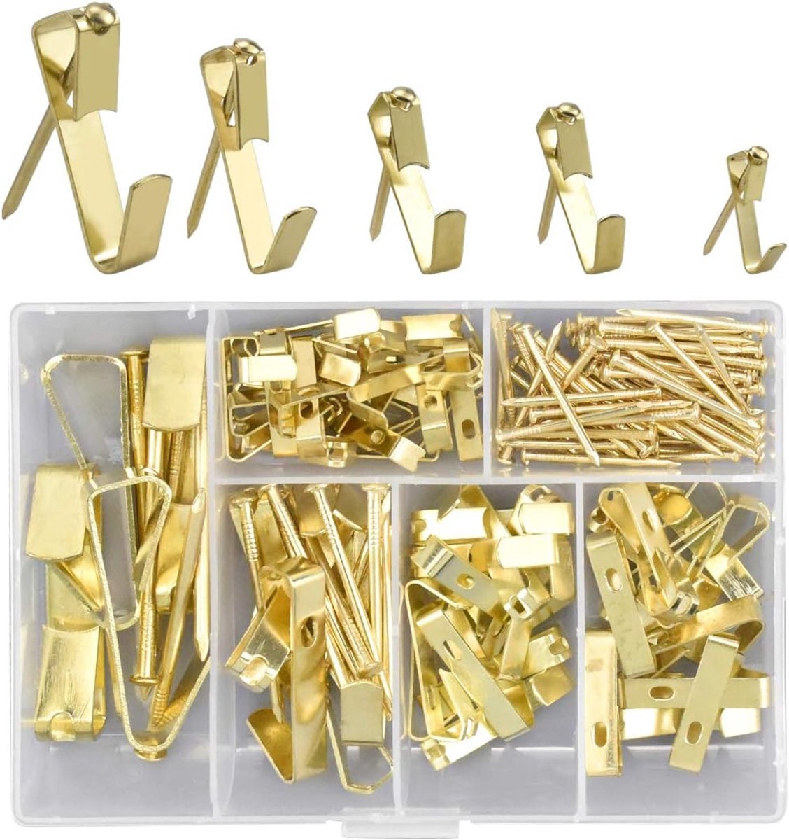 Hangers met spijkers, 130 stuks zware fotolijst haken professionele foto opknoping kit op houten/gipsplaten opknoping hardware voor canvas, kantoor foto's, klok, spiegel