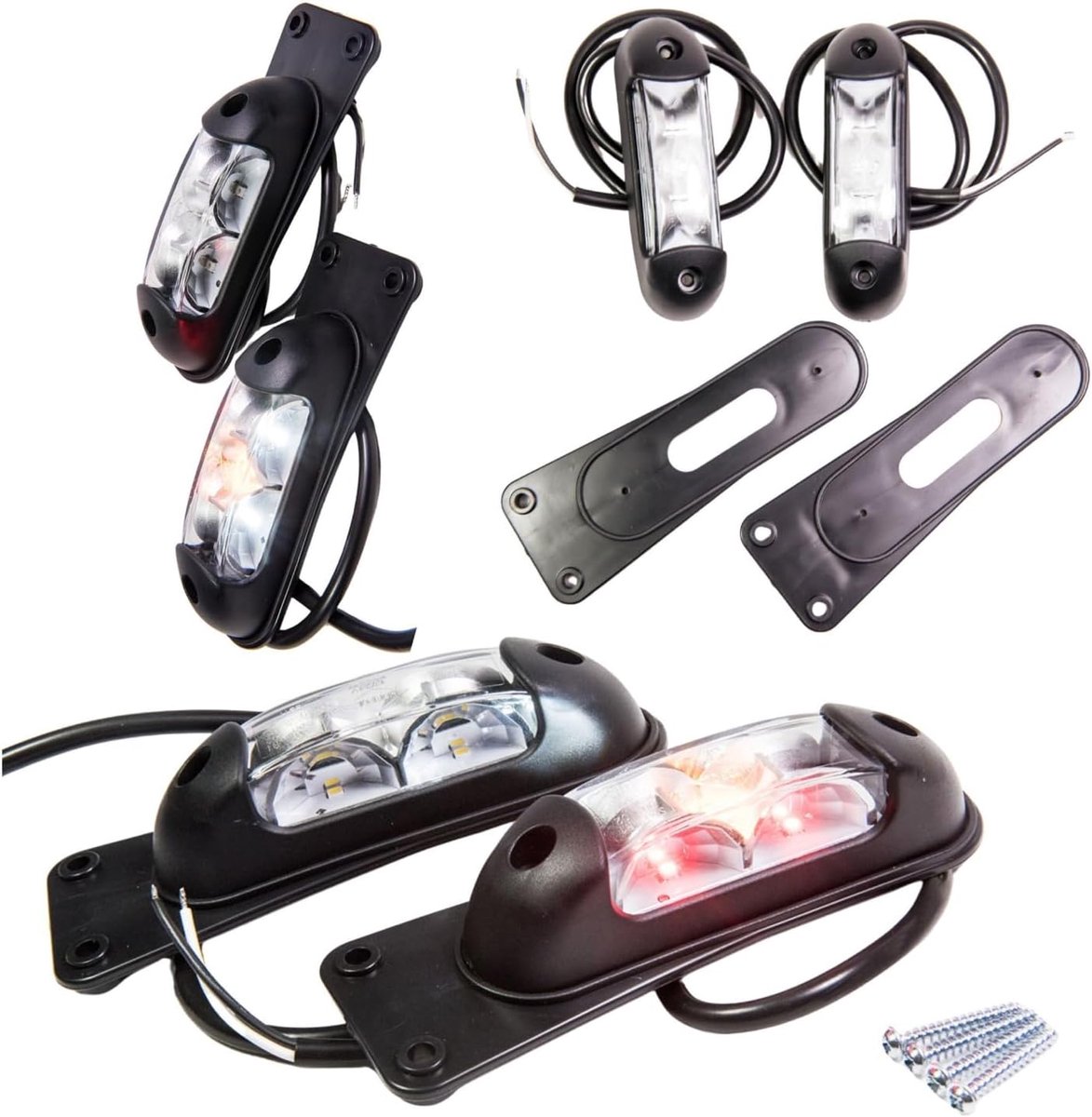 2 x led-contourlamp, breedtelicht, hangend positielamp 12-24V, 3 kleuren: wit, rood, oranje, voor vrachtwagens, aanhangers, trailers, caravans enz.