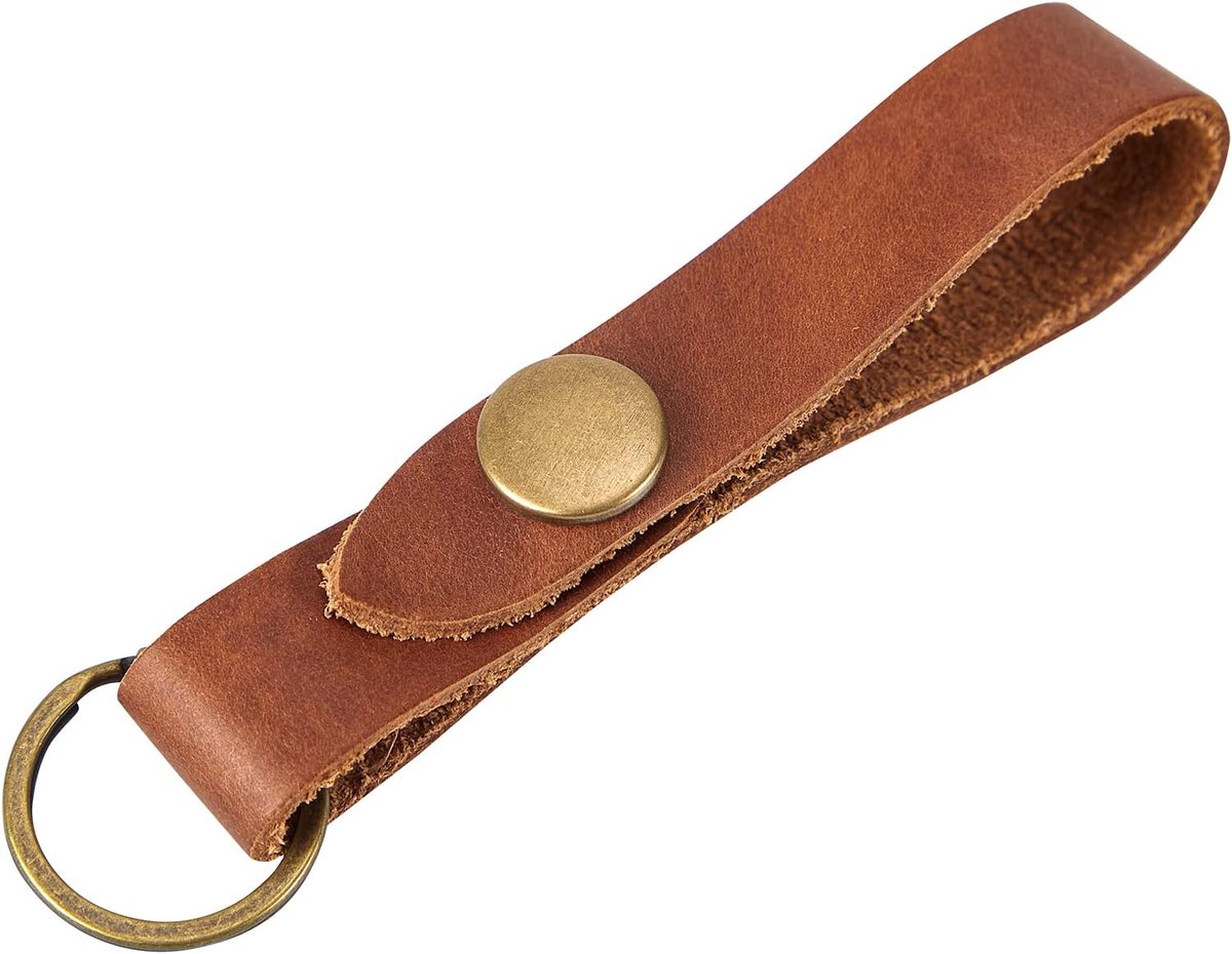 band koperen lus sleutelhanger ring sleutelhanger band accessoires, bruin, S