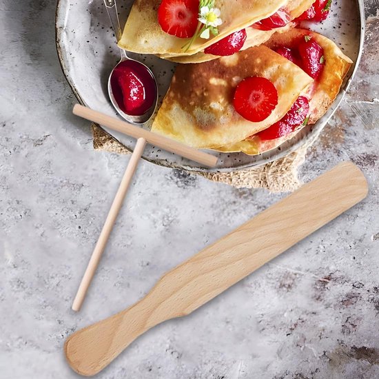 2 stuks pannenkoekendispensers, pannenkoekenspatel, spatel voor gehaktham, beukenhout, voor pannenkoeken, pannenkoeken en pannenkoeken — afbeelding 5