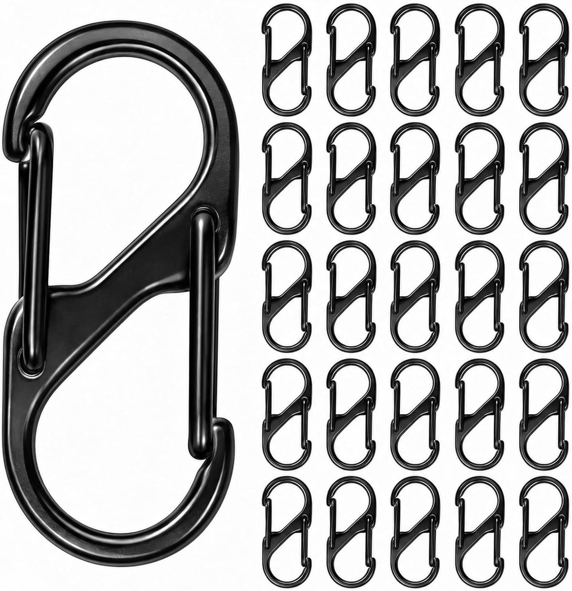 S Karabijnhaak Sleutelhanger Clip, Kleine Dubbele Veeropening Sleutelhanger Clip, S Ring Locking Karabijngesp Dubbele Clip Haak voor Outdoor Wandelen Vissen Camping