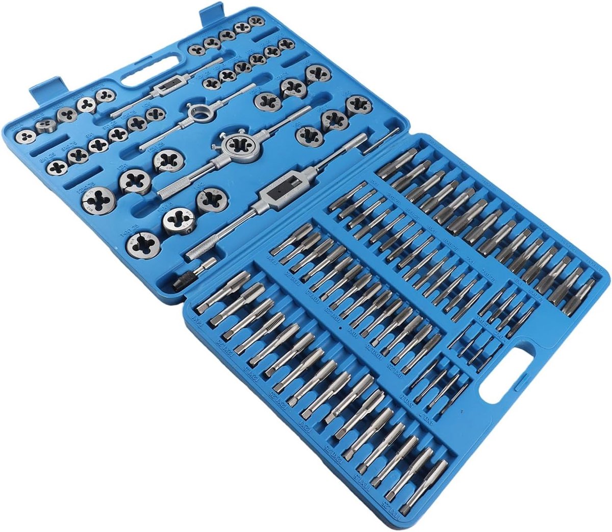 Tap en Snijgereedschap Set, 110-delig, M2-M18 Schroefdraad Tappen en Moeren, met Verstelbare Sleutel, Heavy Duty Handgereedschap Kit