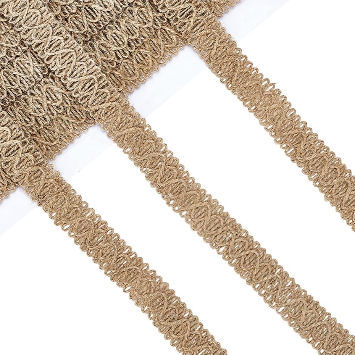 PandaHall Gevlochten jute lint, 10 m Gimp Braid Trim Kant Lint Rustiek Hessisch Lint Bekleding Trim Geweven Jute Touw Lint voor Kostuum Hoed Schoenen Stoel Wijnflessen, 18 mm breed