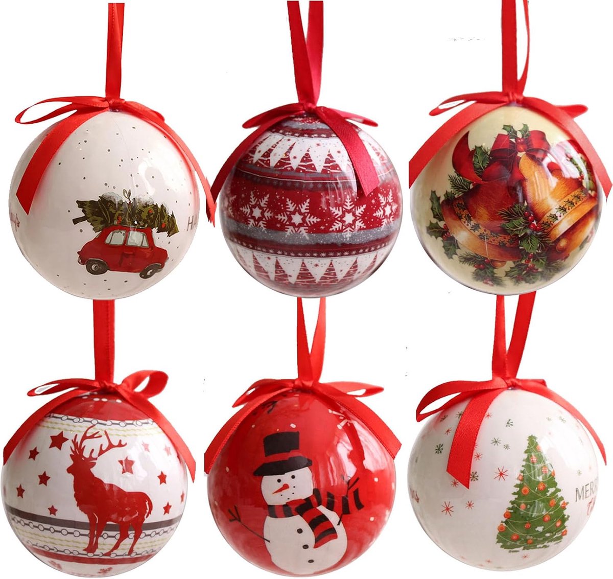 6 stuks hangers kerstbal 8 cm decoratieve bal van het kerstmodel decoratieve bal kerstdecoratie 8 cm decoratieve bal om op te hangen aan de kerstboom kerstballen