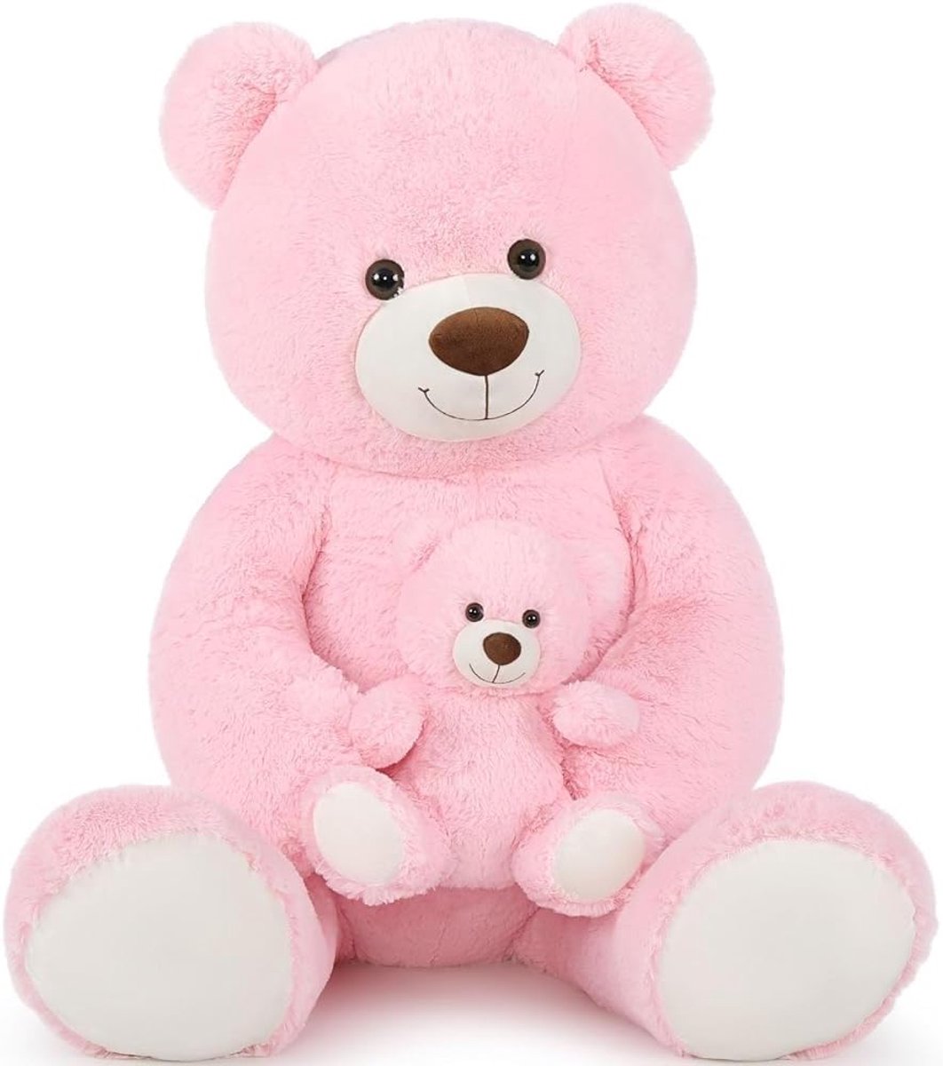 grote teddybeer 100 cm met kleine beer, zachte teddybeer groot XXL, enorme teddybeer XXL knuffeldier voor vriendin, meisjes, kinderen