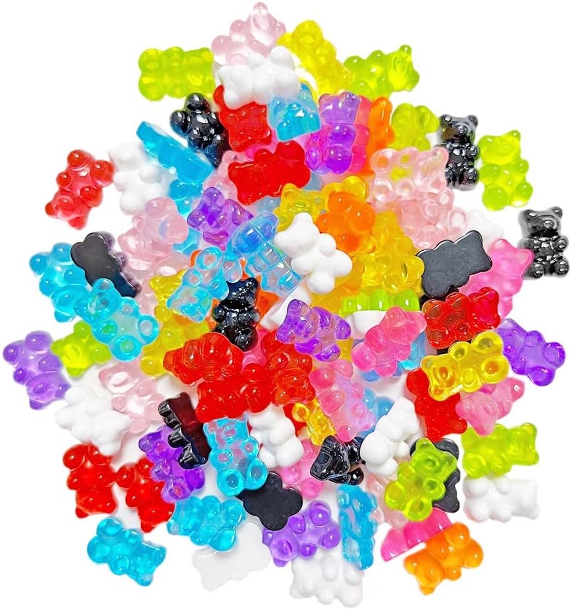 100 stuks kunsthars beren gummibeertjes cabochons hars beer hanger parels versieringen beren snoep hars gummi beertjes kleurrijk cartoon beer voor DIY broche decoratie mobiele telefoonhoes