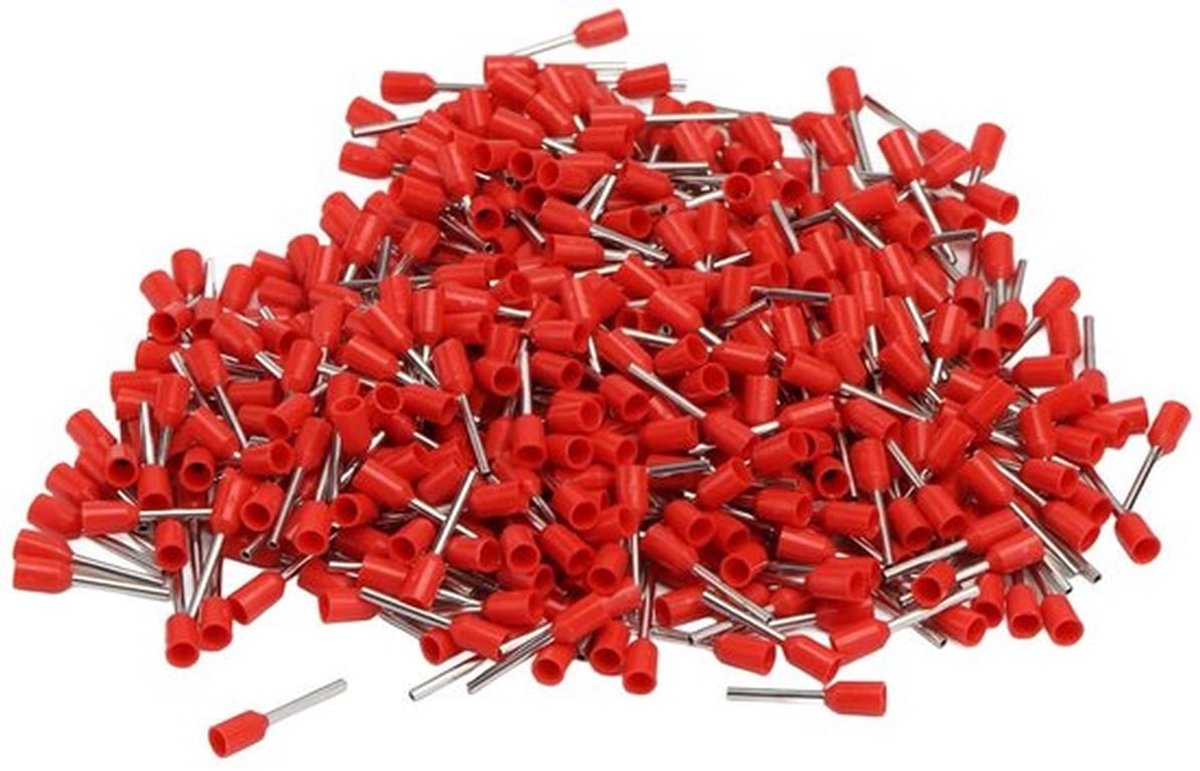 1000 Stuks Geïsoleerde Ferrules Terminals voor Draadverbindingen, 0.5M² AWG 22, Inclusief Crimp Tool Kit