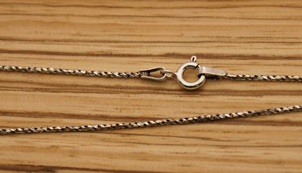 Sterling zilveren ketting zonder hanger gedraaide schakel lengte 61 cm, dikte 1 mm - 925 zilver ketting lengte 61 cm - halsketting zonder hanger voor dames en heren - zilveren ketting voor hangers - hals ketting voor zilveren hangers
