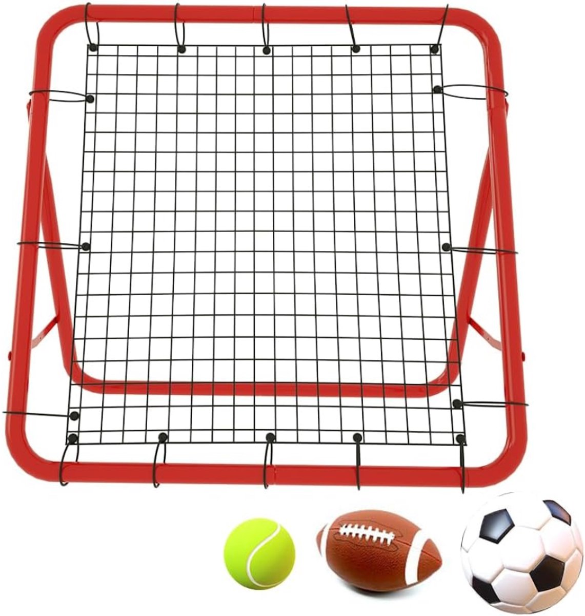 ZRNS® Rebounder Voetbal - Trainingsmateriaal Balsport- Bouncer - 100 x 100 cm - Rood